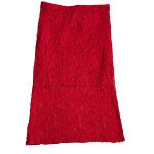 Red‎ Lace Midi Skirt By Violet Moon size small red elastic waist women